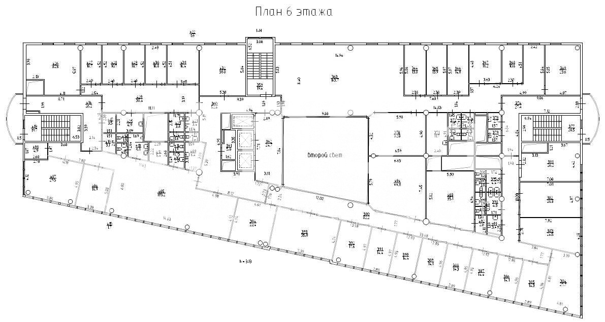Планировка офиса 1250 м², 2 этаж, БЦ «Примиум»